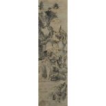 A Chinese Painting of Lü Dongbin and Li Tieguai Under Trees, Qing Dynasty, 清 二仙图 设色纸本 镜框, image 47.5