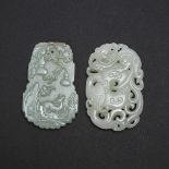 Two Jade 'Dragon and Phoenix' and 'Deer and Double-Gourd' Plaques, 玉雕'龙凤呈祥''福禄双全'佩一组两件, longest leng