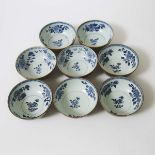 A Set of Eight 'Batavian' Floral Small Bowls from the Nanking Cargo, Qianlong Period, Circa 1750, 清