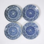 A Set of Four Chinese Blue and White 'Floral' Dishes, Kangxi Period, 17th/18th Century, 康熙 十八世纪 青花花卉