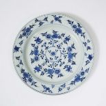 A Large Blue and White 'Floral' Charger, 18th Century, 十八世纪 青花花卉纹大盘, diameter 15.5 in — 39.4 cm