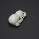 A White Jade Double-Gourd Carving, 白玉雕'瓜瓞绵绵'把件, length 2.6 in — 6.6 cm