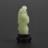 A Pale Celadon Jade 'Boys' Group, Qing Dynasty, 清 青白玉雕双童子摆件, height 2.7 in — 6.8 cm