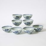 A Set of Eight 'Scholar on Bridge' Pattern Small Bowls from the Nanking Cargo, Qianlong Period, Circ