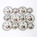 A Set of Twelve Chinese Imari Cafe-au-Lait Teacups and Saucers, 18th Century, 十八世纪 中国外销酱釉伊万里小杯及盏托一组十