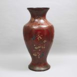 A Large Chinese Red Lacquer 'Three Friends of Winter' Floor Vase, Qing Dynasty, 19th Century, 十九世纪 剔