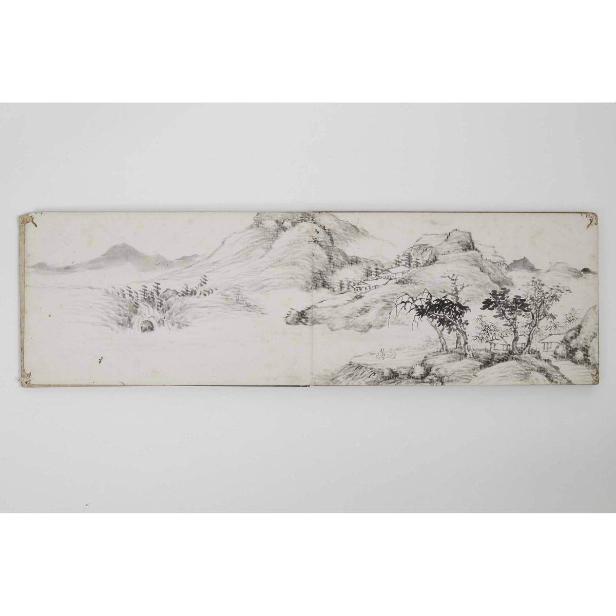 A Landscape Painting Album, Dated 1924, 山水册页画集 一九二四年作 - Image 10 of 12