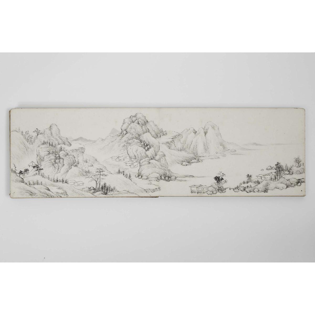 A Landscape Painting Album, Dated 1924, 山水册页画集 一九二四年作 - Image 5 of 12