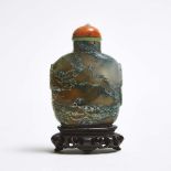 A Moss Agate Snuff Bottle, Qing Dynasty, 清 藓纹玛瑙鼻烟壶, height 3 in — 7.7 cm