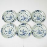 A Set of Six 'Leaping Boy' Pattern Saucer Dishes from the Nanking Cargo, Qianlong Period, Circa 1750