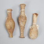 Three Hellenistic/Roman Period Levantine-Holy Land Pottery Unguentariums, 300 B.C.-100 A.D., tallest