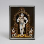 Three South Indian Hindu Reverse Paintings on Glass of Deities, Tanjore, 19th/early 20th century, la