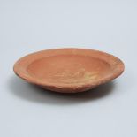 Large Roman North African Redware Pottery Dish, 300 A.D., diameter 9.8 in — 25 cm