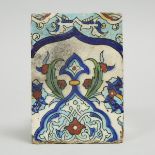 Damascus Pottery Polychrome Tile, Ottoman Syria, 18th century, 7.9 x 5.5 in — 20 x 14 cm