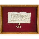 Henry VIII Vellum Indenture, Cambridge, early 16th century, sheet, exclusive of seal 5.5 x 11.25 in