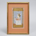 Persian Manuscript Illustration of a Princess, 10.75 x 7.5 in — 27.3 x 19.1 cm