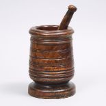 English Lignum Vitae Mortar and Pestle, 17th century, height 10 in — 25.4 cm, diameter 7 in — 17.8 c