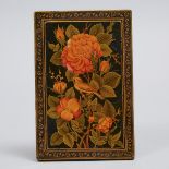 Qajar Polychromed Lacquer Papier Maché Mirror Case, Persia, 19th century, 6.3 x 4.1 in — 16 x 10.5 c