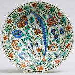 Iznik Pottery Dish, Ottoman Turkey, c. 2nd half, 16th century, diameter 12.5 in — 31.8 cm