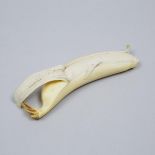 Japanese Carved and Stained Ivory Okimono Banana, Meiji Period, 19th/20th century, length 6.5 in — 1