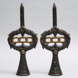 Pair of Large Victorian Oddfellows Cast Iron Finials, 19th century, height 17.5 in — 44.5 cm