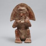 Large Colima Redware Pottery 'Drinker' Figural Vessel, West Mexico, 200 B.C. - 300 A.D., height 18.7