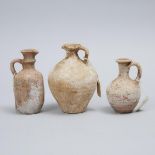 Three Roman Period Levantine-Holy Land Pottery Juglets, 100-200 A.D., tallest height 6 in — 15.2 cm