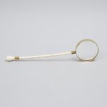 French Carved Ivory Parasol Handled Magnifying Glass, 19th century and later, length 12.5 in — 31.8