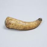 French and Indian War Engraved Powder Horn of Simon Glaschow, 1763