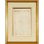 George III Signed Document, February 21, 1809, sheet 12.4 x 7.9 in — 31.5 x 20 cm; 21.7 x 16.3 in —