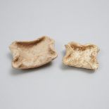 Two Early Bronze Age Levantine-Holy Land Pottery Quatrefoil Saucer Oil Lamps, Early Bronze Age, 2200