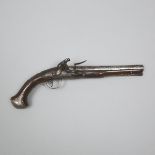George II Silver Mounted Officer's Flintlock Holster Pistol, Edward Newton, Grantham, 1746, length 1
