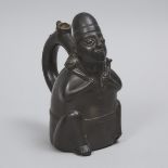 Chimu Blackware Pottery Effigy Stirrup Spout Vessel, 1st millennium, height 8.75 in — 22.2 cm