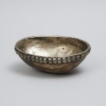 Tibetan Buddhist Silver Lined Kapala (Skull Cap) Bowl, c.1900, length 7 in — 17.8 cm