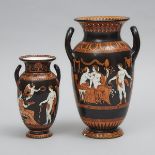 Two Samuel Alcock & Co. after the Antique Greek Style English Porcelain Vases, 19th century, tallest
