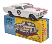 Corgi Toys Ford Mustang Fastback Competition Model (325). In white with twin red racing stripes, RN5