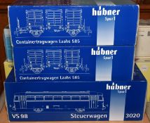 3x Hubner Gauge One (Spur 1), 45mm, German outline freight wagons etc. A DB VS98 SteueWagen 4-