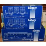 3x Hubner Gauge One (Spur 1), 45mm, German outline freight wagons etc. A DB VS98 SteueWagen 4-