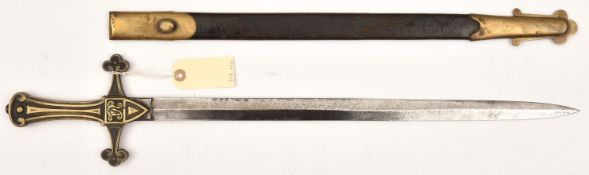 A drummer’s sword Mk I, 1856, blade 20”, panelled brass hilt with langets incorporating VR cypher,