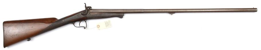 An SB 14 bore underlever pinfire shotgun, 47½” overall, browned twist barrel 31½” engraved ‘G.