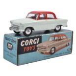 Corgi Toys Standard Vanguard III Saloon (207). An example in very pale green with red roof and