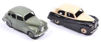 2 Dinky Toys. Austin Somerset (161). An example in black and cream with cream wheels and black