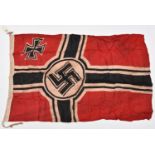 A Third Reich Reichskriegsflagge, 36” x 59”, the hoist stamped on both sides with unclear maker’s