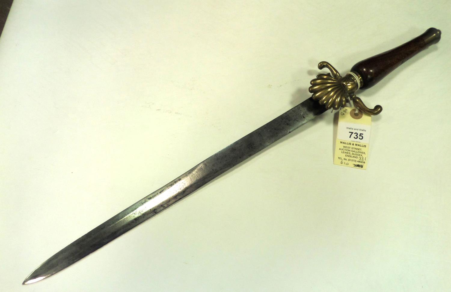 A plug bayonet, blade 15”, DE for half its length, small brass shell guard, lower mount to flattened - Bild 2 aus 2