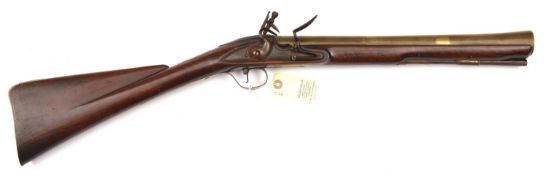 A brass barrelled flintlock blunderbuss, c 1760, 30½” overall, swamped barrel 15” with London and ‘