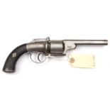 A 6 shot 80 bore self cocking bar hammer open wedge frame transitional percussion revolver, 10½”