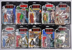 12x Star Wars 3.75" vintage figures with backing cards. 4x Return of the Jedi examples by Kenner;