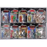 12x Star Wars 3.75" vintage figures with backing cards. 4x Return of the Jedi examples by Kenner;