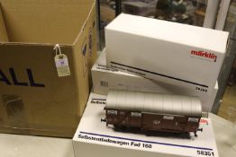 4x Marklin Gauge One (Spur 1), 45mm, German outline freight wagons. 2x DB FAD 168 ballast wagons (