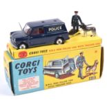 Corgi Toys B.M.C. Mini Police Van With Tracker Dog (448). In dark blue with red interior, POLICE